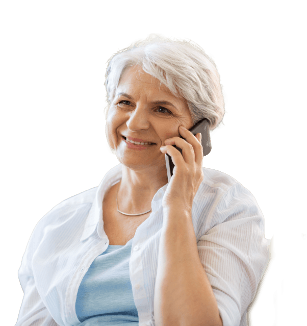 Senior woman talking on phone and smiling