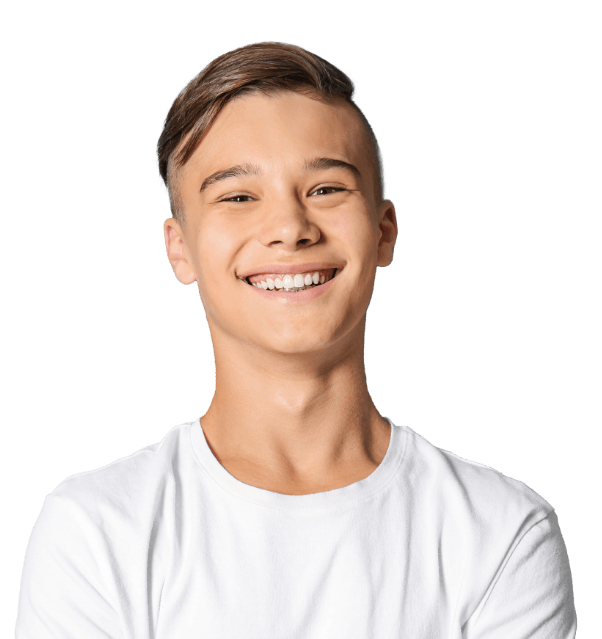 Young man in white shirt smiling