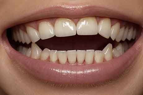 Front upper and lower teeth not touching