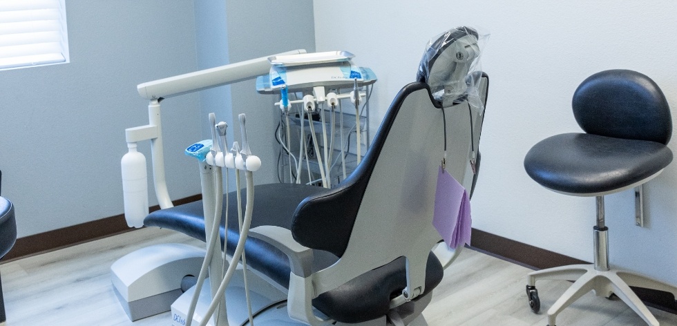 Shot of dental chair surrounded by dental technology