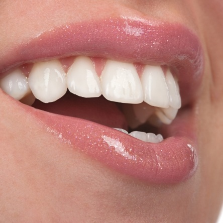 Close up of womans smiling lips showing off teeth